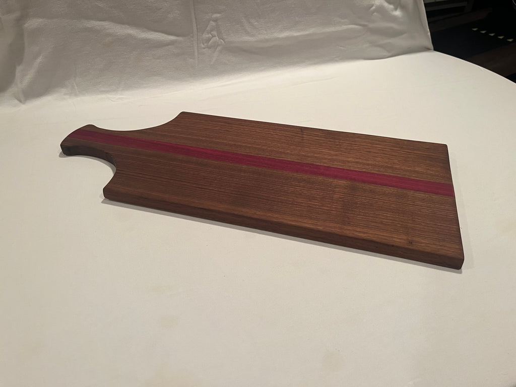 Walnut and purple heart serving tray with handle