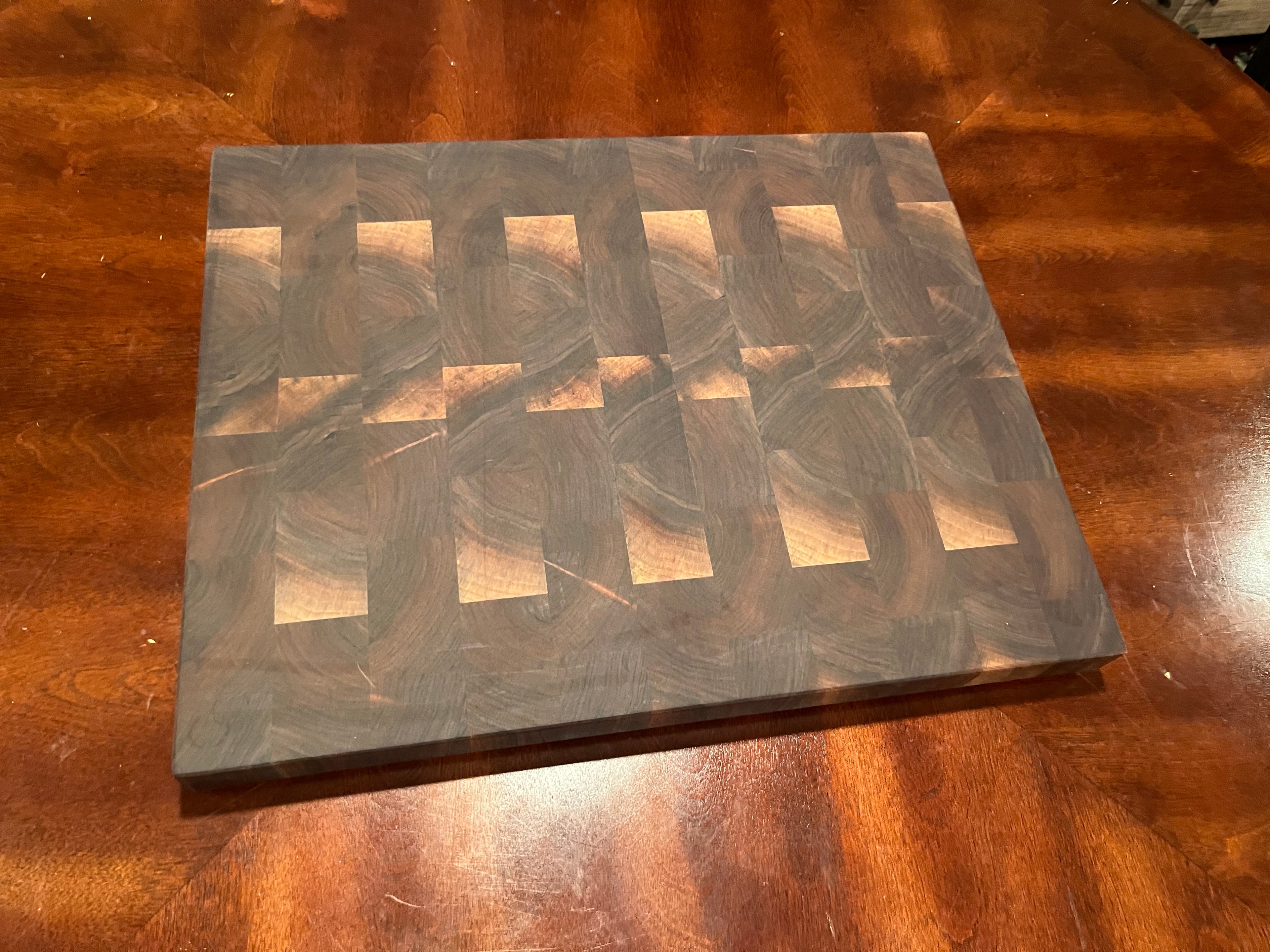 End grain walnut cutting board