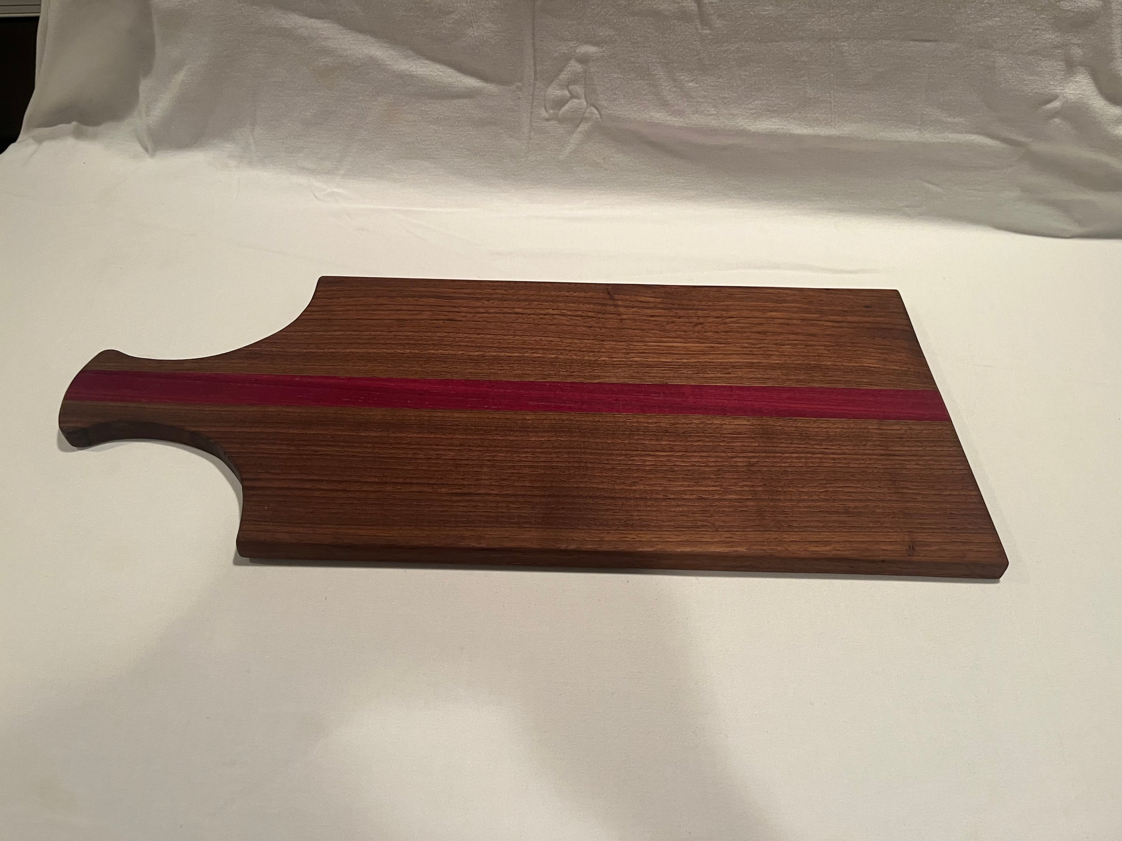 Walnut and purple heart serving tray with handle