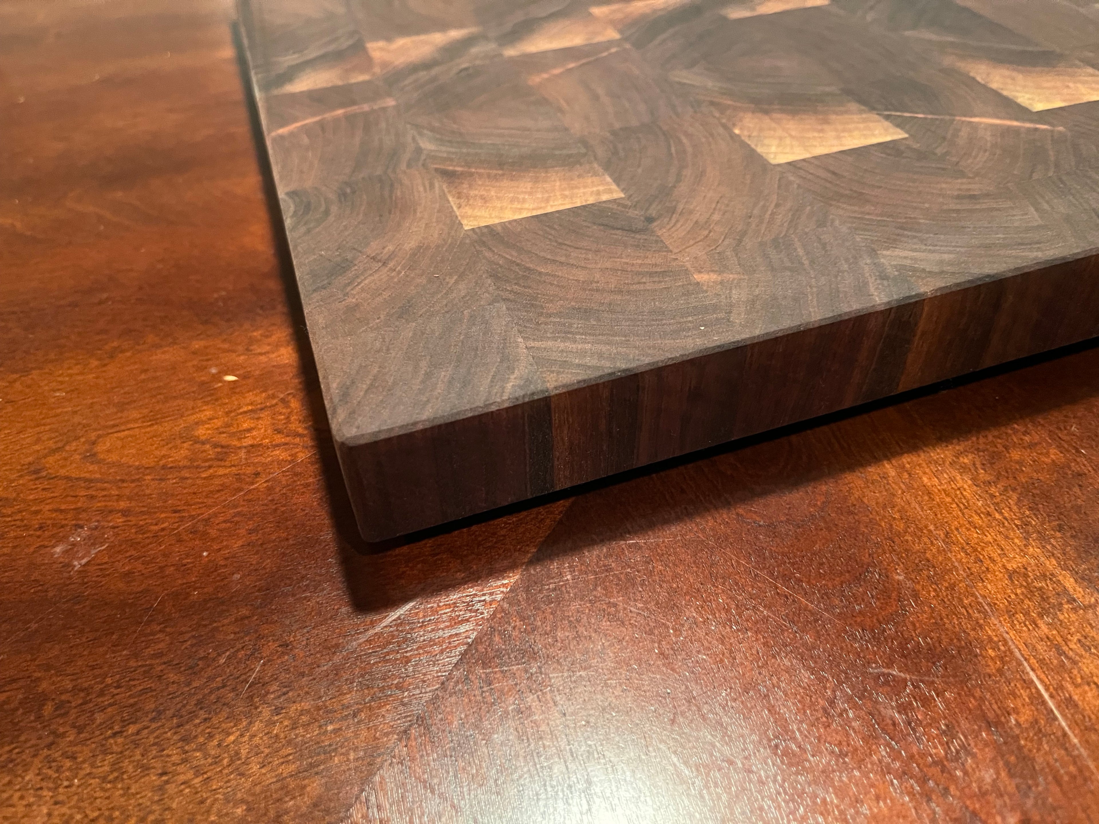 End grain walnut cutting board