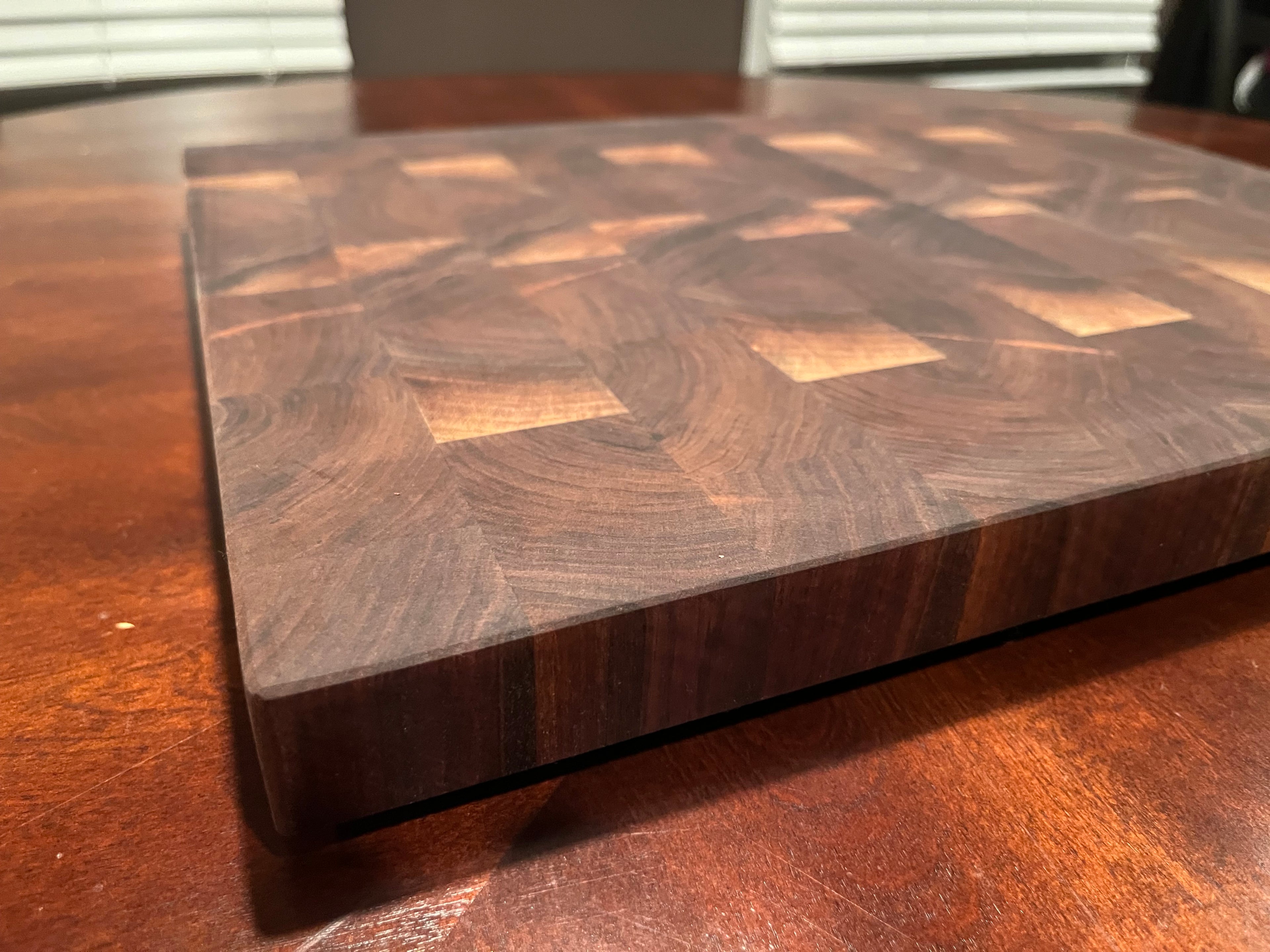 End grain walnut cutting board